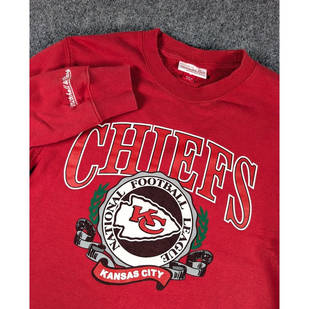Kansas City Chiefs Mitchell & Ness Crewneck Sweatshirt‎ Mens Small Vtg Style